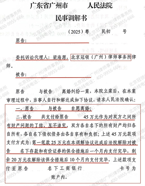 退休老人患病遭丈夫冷遇,冠领律师代理其离婚案件调解成功,为其争取45万元权益保障-4 退休老人患病遭丈夫冷遇,冠领律师代理其离婚案件调解成功,为其争取45万元权益保障-4